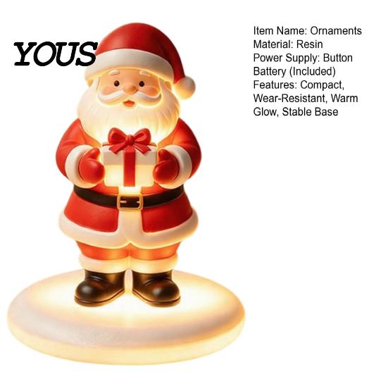 Santa Claus Night Light Figurine with Warm LED Light, Christmas Glowing Tabletop Creative Xmas Home Ornament Decor, Holiday Desktop for Bedroom Office