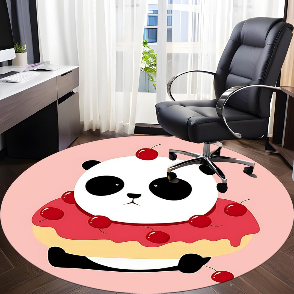 1pc Panda Donut Office Round Area Rug, Indoor Mat Suitable For Office, Under Office Chairs Bedroom Living Room Home Decor, Room Deco