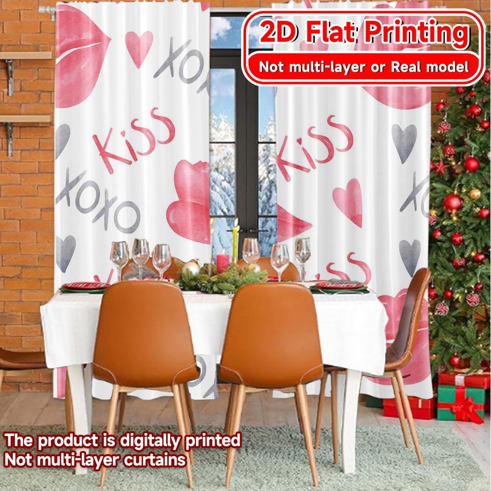 Set Of 2 Flat Printing Lipprints Popular Curtains Versatile Fabric Outdoor Decorations Ldeal Made Polyester