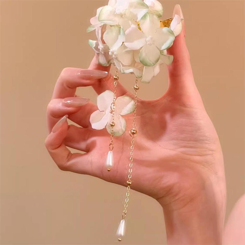 Fairy Flower Pearl Tassel Hair Clip - Sweet Duckbill Side Bang Accessory
