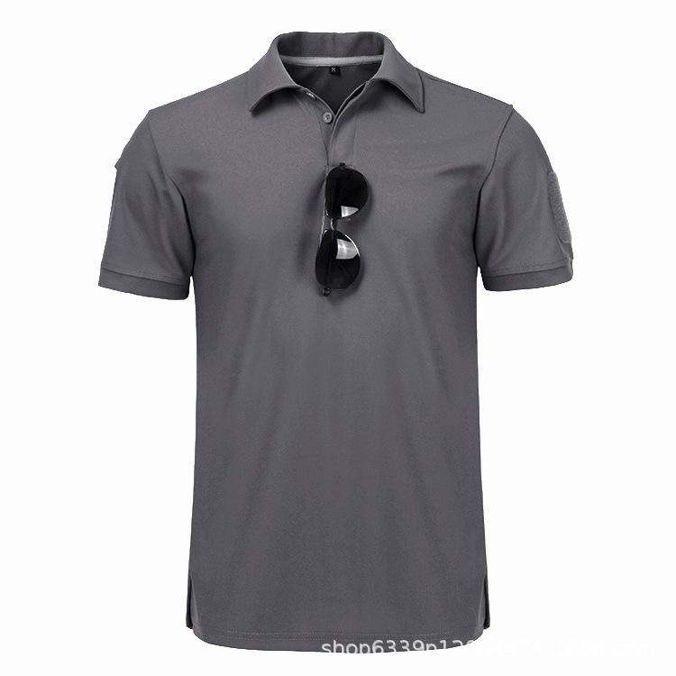 

Men s Tactical Quick-Drying Consul Collar T-Shirt, Short Sleeve, Sweat-Wicking, Elastic Fabric for Outdoor Use S серый