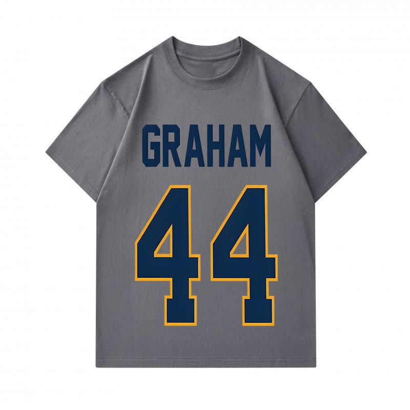 Men's 100% Cotton Crew Neck Short Sleeve T-Shirt, Casual Graham 44 Number Printed Athletic Style Soft Breathable Summer Daily Wear Graphic Tee for Mal