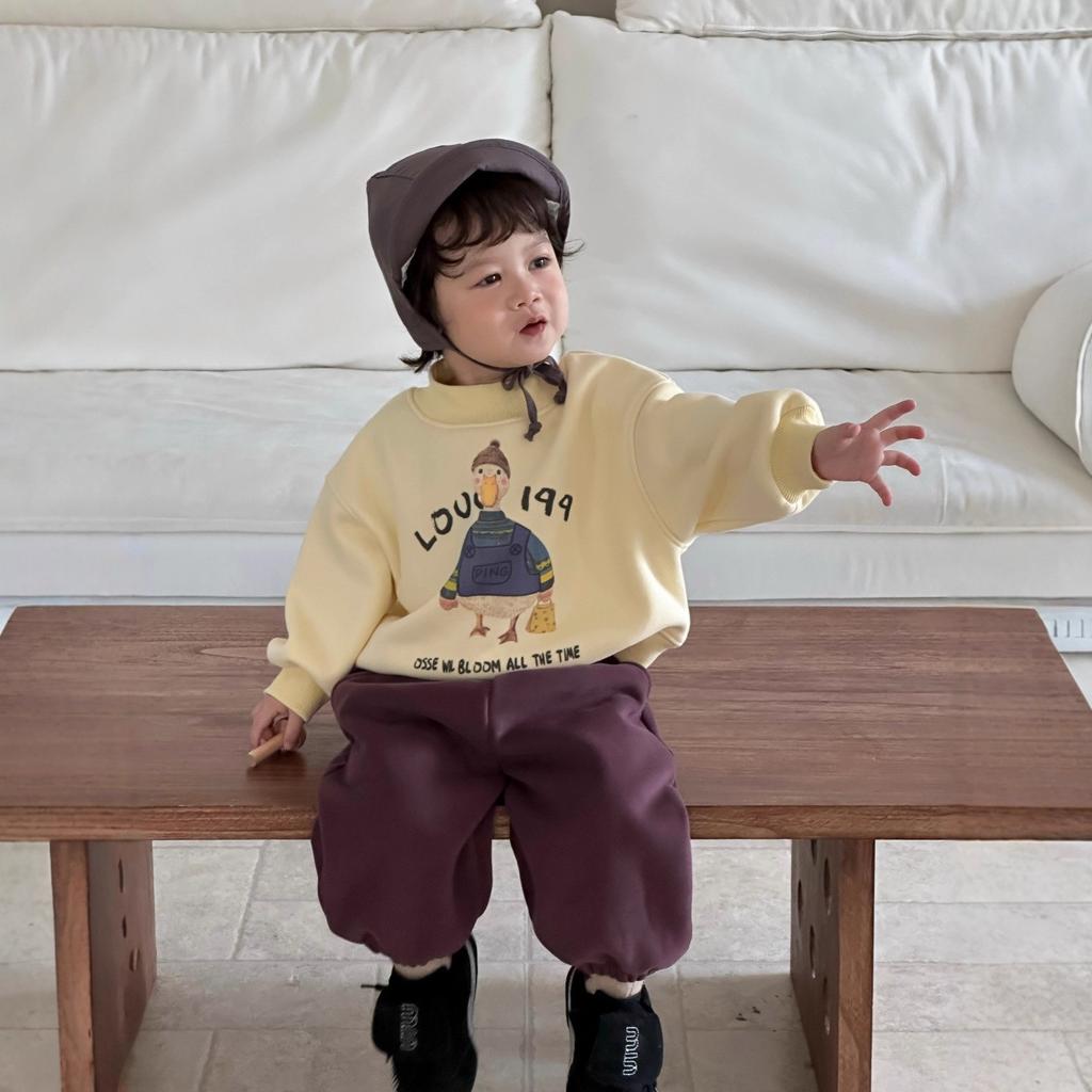 Boys autumn and winter thickened sweater sweatpants new children's clothing baby winter clothing children's velvet suit