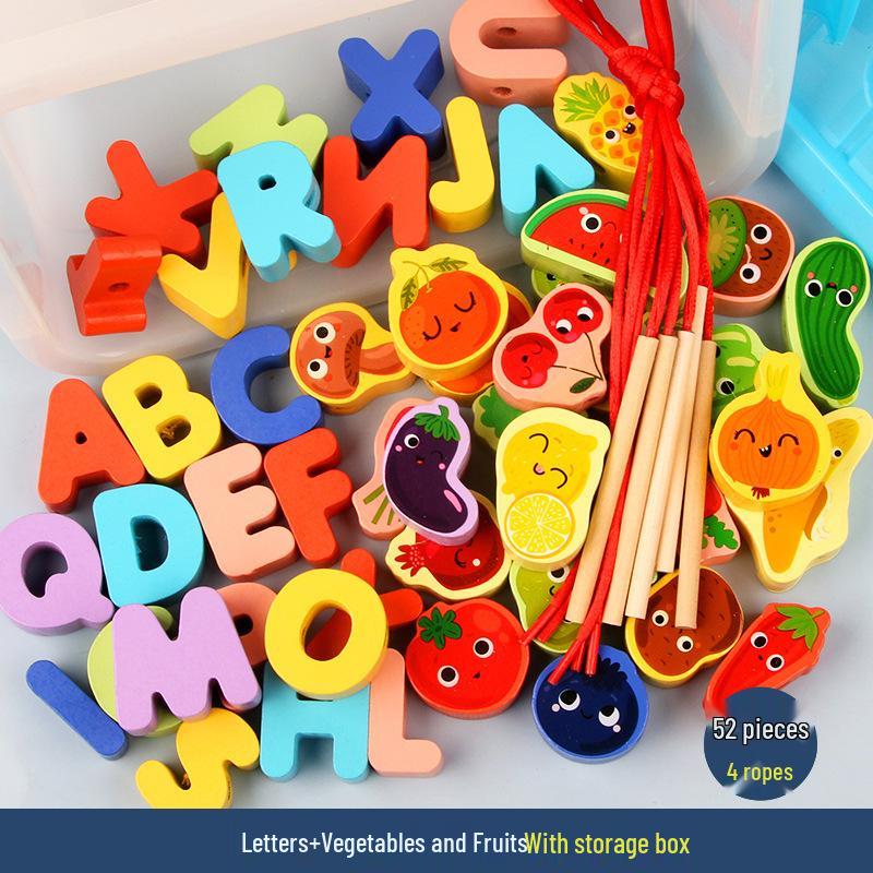 Wooden Bead Stringing Toy for Children's Educational Development