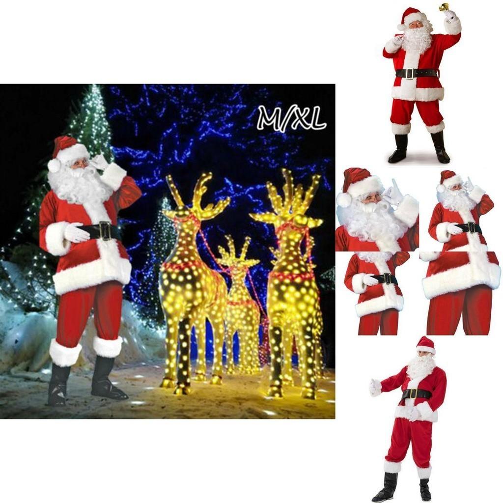 Luxurious Plus Size Christmas Santa Claus Flannel Suit For Adult Fancy Dress Outfit