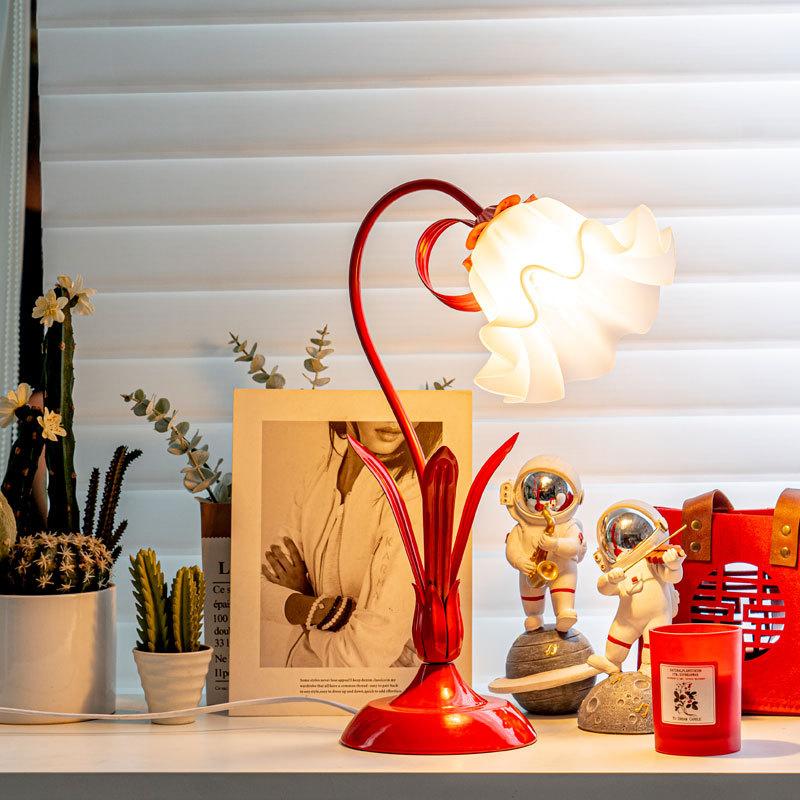 1 Stück Retro Nachttischlampe Umgebungslicht Schlafzimmer Ins Style Amerikanisch Pastoral Ländlich Nostalgisch Internet-Berühmtheit Blumendekoration Nachtlicht