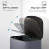 50L Kitchen Bin with Soft-Close Lid and Stay-Open Function, Stainless Steel Pedal Bin with Removable Inner Bucket, Carry Handle for Kitchen, Office