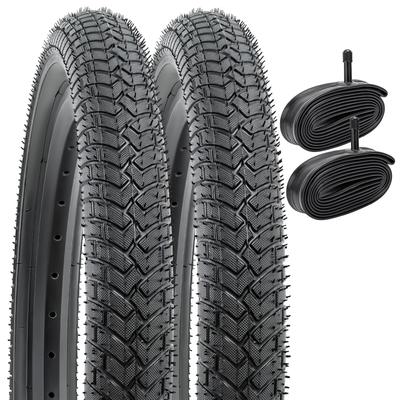 YunSCM Set of 2, 16x2.125 Tires, 57-305 Bicycle Tires + Tubes, 32mm Wall, Compatible with 16-inch 2.125 Cross Bikes and Mountain Bikes, Y-125