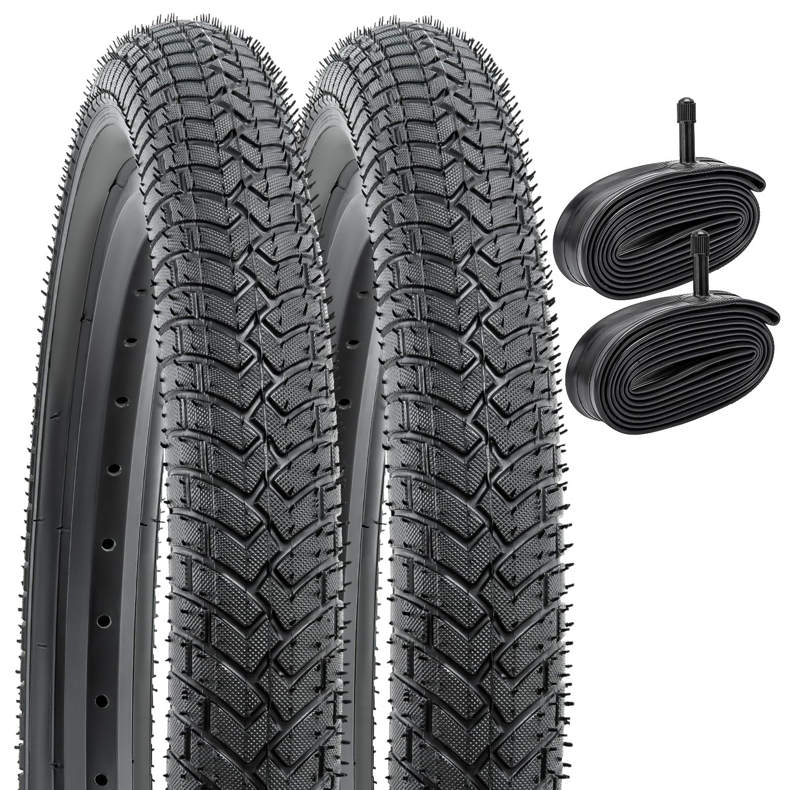 

YunSCM Set of 2, 16x2.125 Tires, 57-305 Bicycle Tires + Tubes, 32mm Wall, Compatible with 16-inch 2.125 Cross Bikes and Mountain Bikes, Y-125