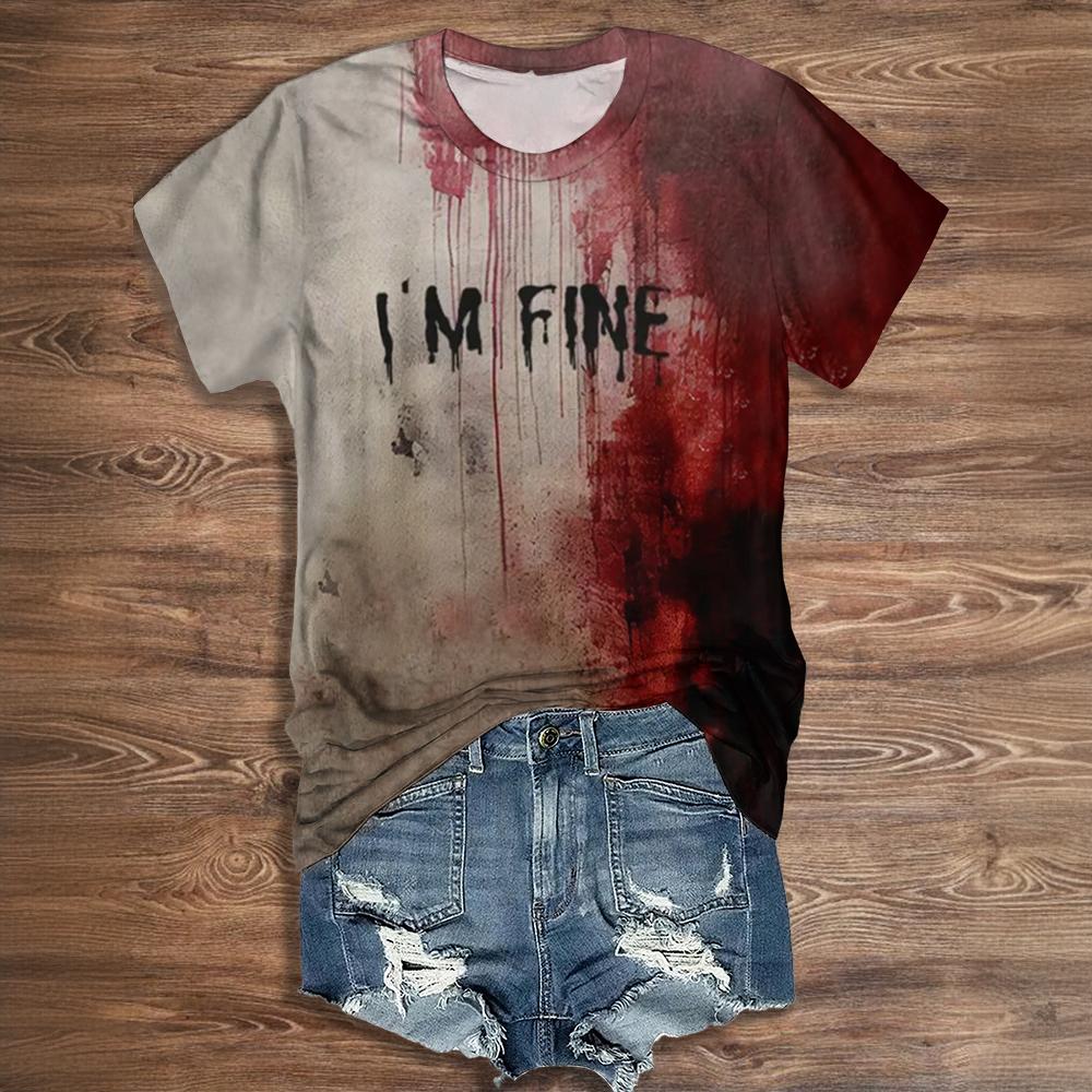 

Футболки с 3D-принтом Summer Letter Funny Blood, женская уличная одежда, повседневная винтажная футболка Y2k с коротким рукавом, футболки с круглым вырезом, топы, одежда 6XL