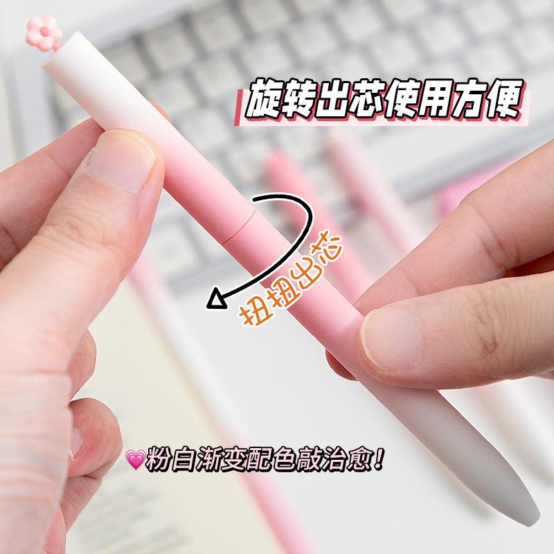 4pcs/box Flower Rotating Pen Ins Pink Rotating Gel Pen High-value Quick-drying Brush Question Student 0.5ST Black Water Gift