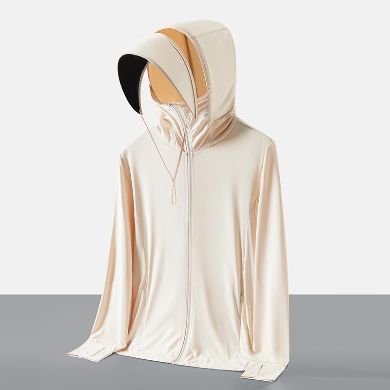 UPF100+ Ice Silk Sun Protection Jacket with Removable Brim - Anti-UV, Cooling, Breathable for Outdoor Use