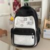 Schoolbag peach powder spell white stars embroidery soft girl schoolbag two-dimensional DIY transparent window design atmosphere sweet backpack