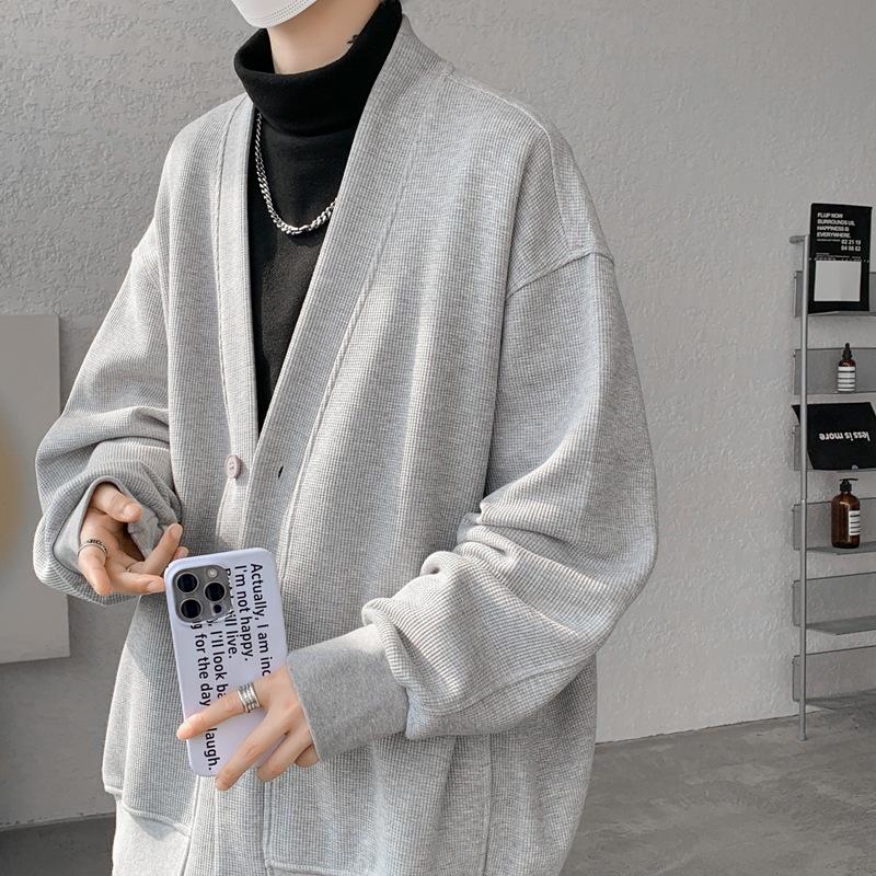 

М-8XL (Может выдерживать вес 150 кг) Весна и осень роскошный мужской однотонный кардиган куртка свободный большой вес толстовка с капюшоном 8XL серый