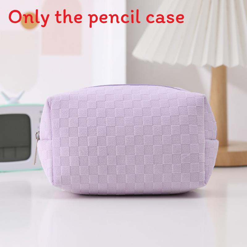 Korean Style Large Capacity Pencil Case With Velvet Material For Students And Office Use