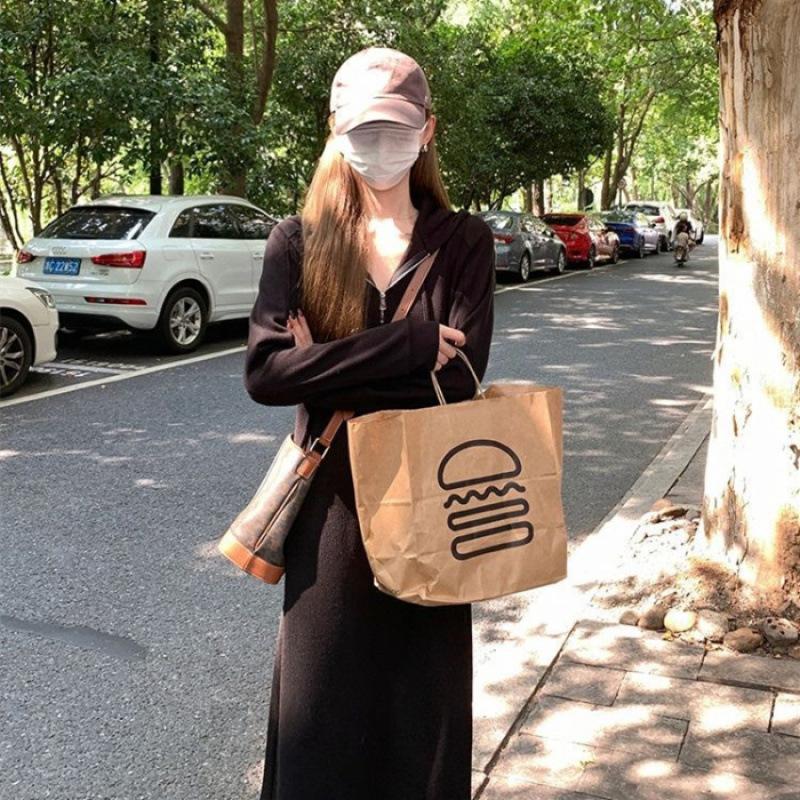 

Платье-свитер с капюшоном Женское Весна и Осень Новая Женская Одежда Длинная Юбка с Пальто и Низ Длинная Юбка 2XL чёрный