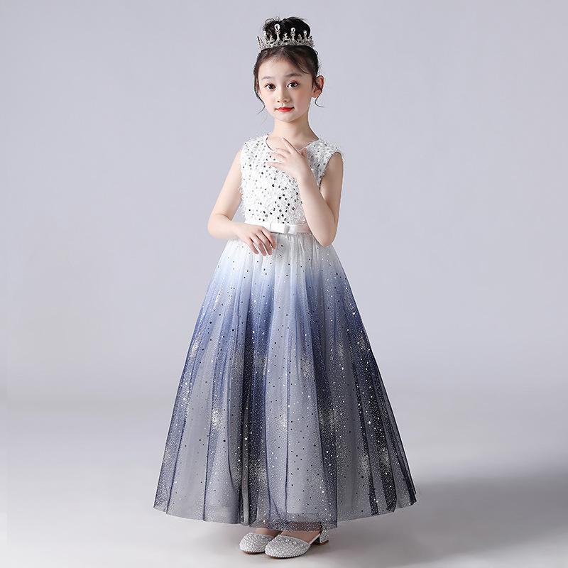 Girls Wedding Tulle Dress 3D Sequins Princess Ball Gown - Elegant Pageant Prom Birthday Party Formal Attire