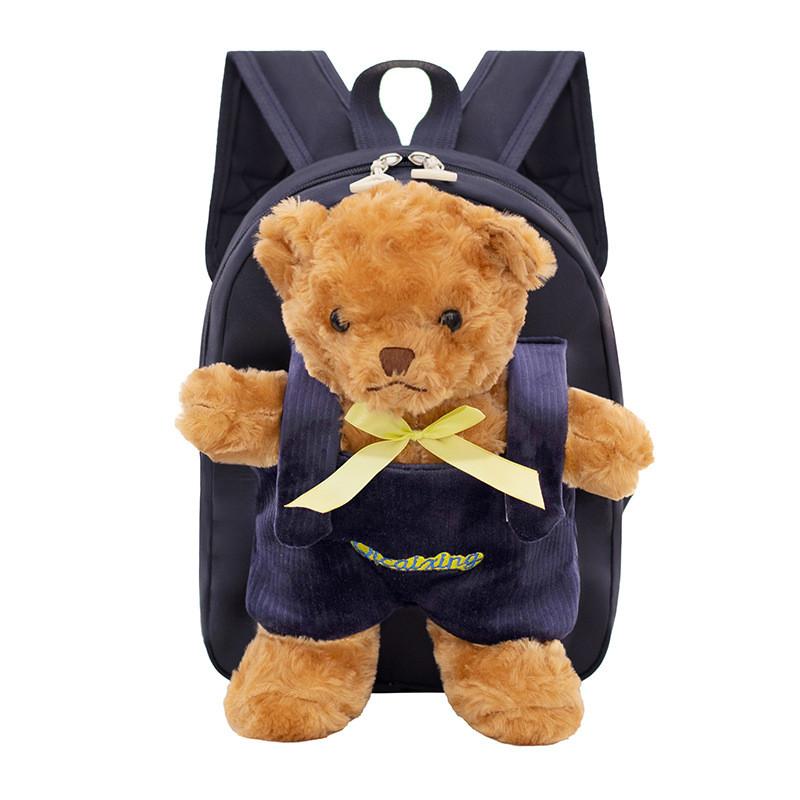 Cute Bear Plush Kids Backpack With Waterproof Nylon For Kindergarten And School Use