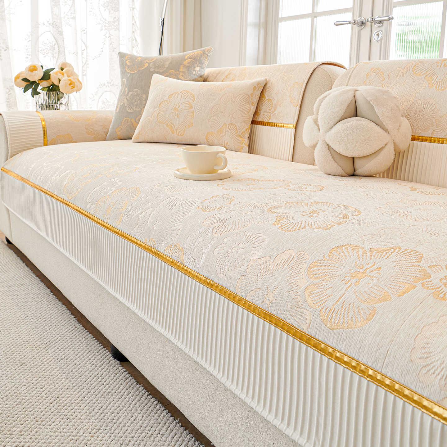 2025 Universal Chenille Sofakissen - Rutschfest, Vier Jahreszeiten, Hochwertiger Bezug für Sofas mit gerader Reihe 90x160 cm