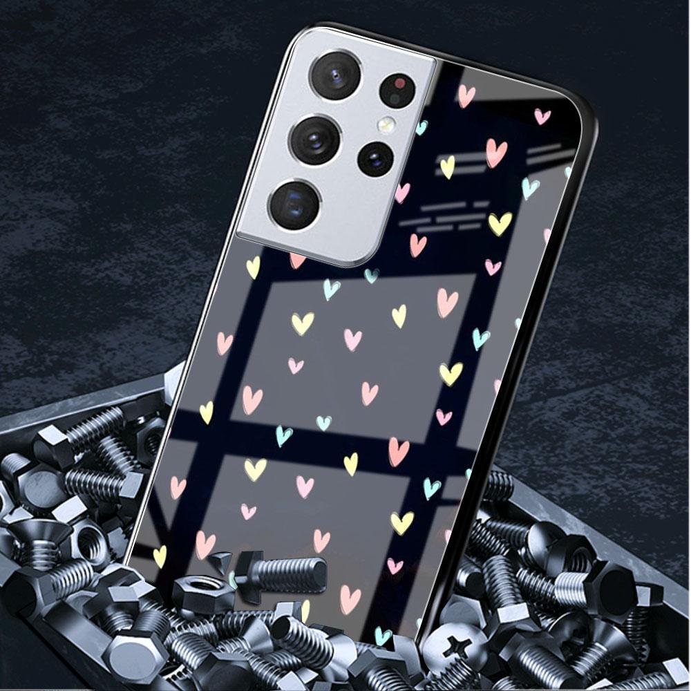 LIEBE Herz Glas Hülle Für Samsung Galaxy S22 S20 FE S21 Plus Handyhülle S10 5G S9 Note 20 Ultra 10 Lite Hülle