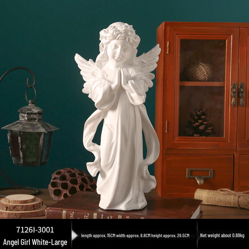 Europäische Retro Engel Figur - Kleine Mädchen Gipsstatue für Kirche Hochzeiten & Fotografie Dekor