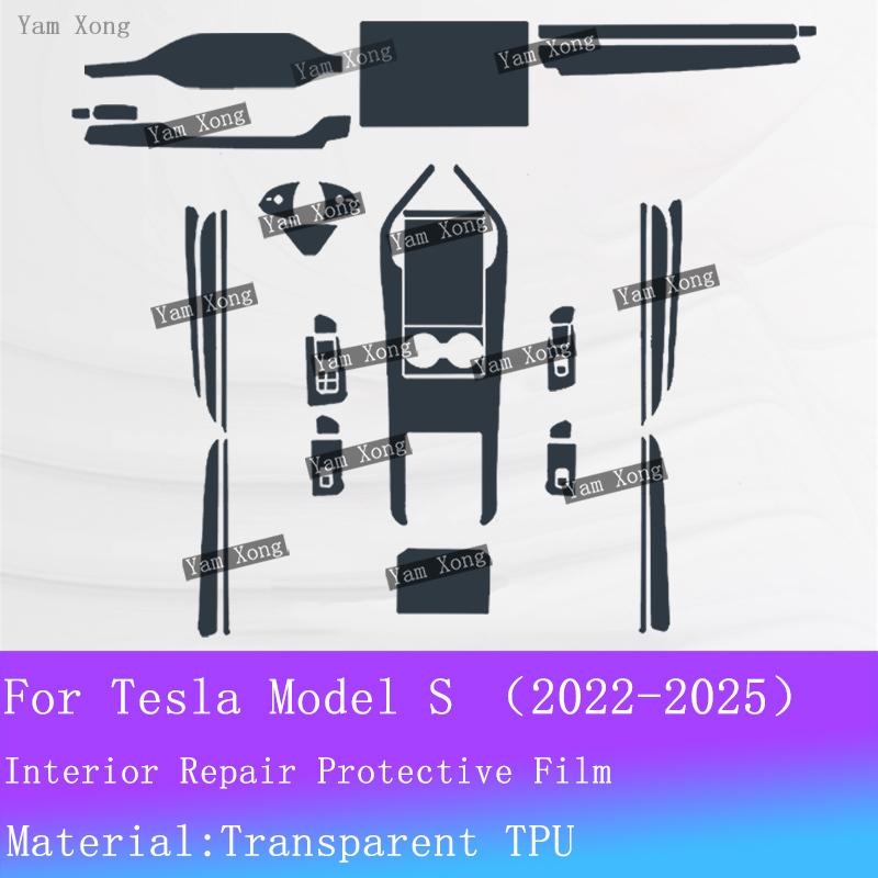 For Tesla Model S Auto Navigation Scratch Transparent Protective Full Set Interior Film Center Console Anti-scratch Repair Films