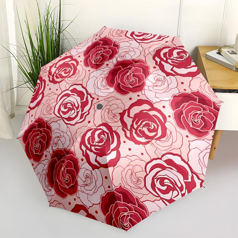 

1pc Roses Pattern Automatic Opening/Closing Umbrella with Operation & Windproof Canopy yy260311016