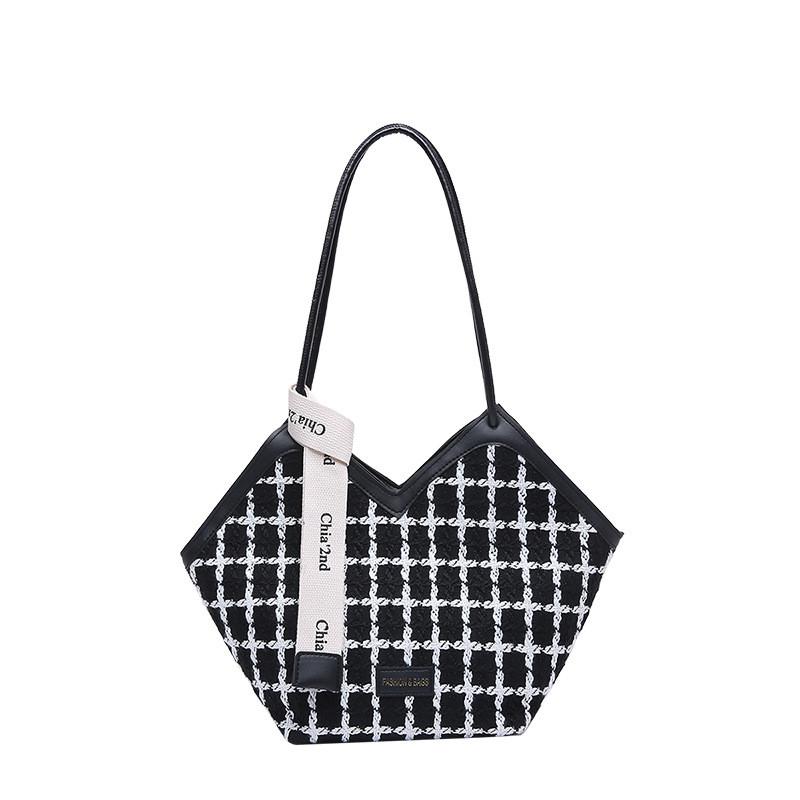 Geometric Check Chic Colorblock Shoulder Bag For Women Perfect For Commuting And Casual