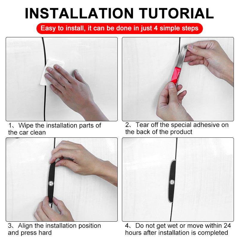 4 stk Kantbeskyttelsesklistremerker for bildør Antikollisjonsbeskyttelseslist For Mercedes-Benz AMG C500 C200 C300 A B C E GLA CLA GLK GL ML GLE W204 W205 W203