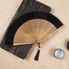 F26C Handmade Silk Bamboo Fan with Hollowed out Fan Bone for Home Household Decoration Accessory Supplies