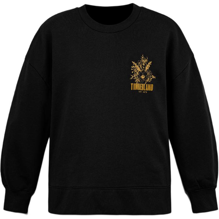 Timberland Casual Loose Round Neck Fleece Sweatshirt Women sweatshirt Black A5ZX7-001 M