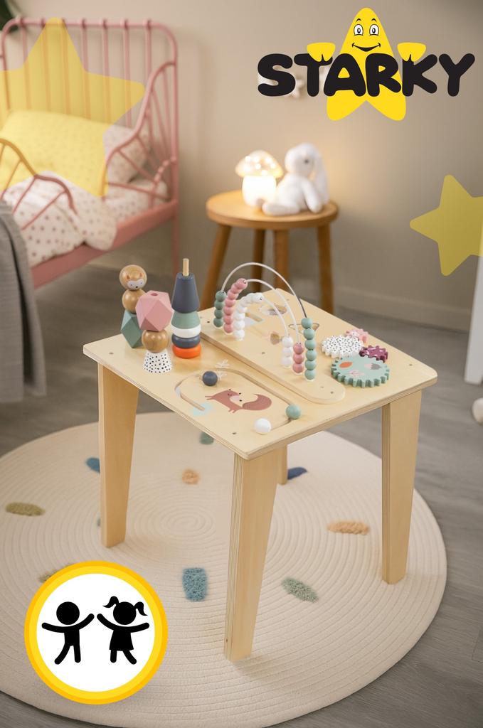 Multifunctional wooden Montessori manipulative educational table, fox