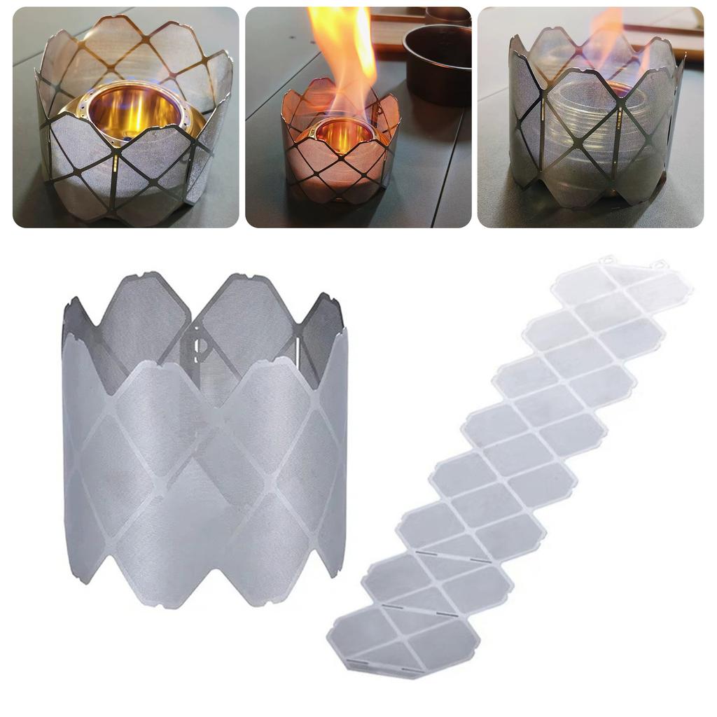 Folding Camping Stove Windshield Stainless Steel Outdoor Cooking Stove Wind Guards Backpacking Alcohol Stove Windscreen