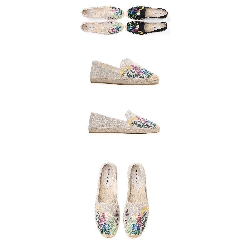 Espadrile LUXSOLE Pantofi Casual Femei cu Platformă Joasă din Cânepă Brodată, Vârf Rotund Primăvară/Toamnă Confortabili