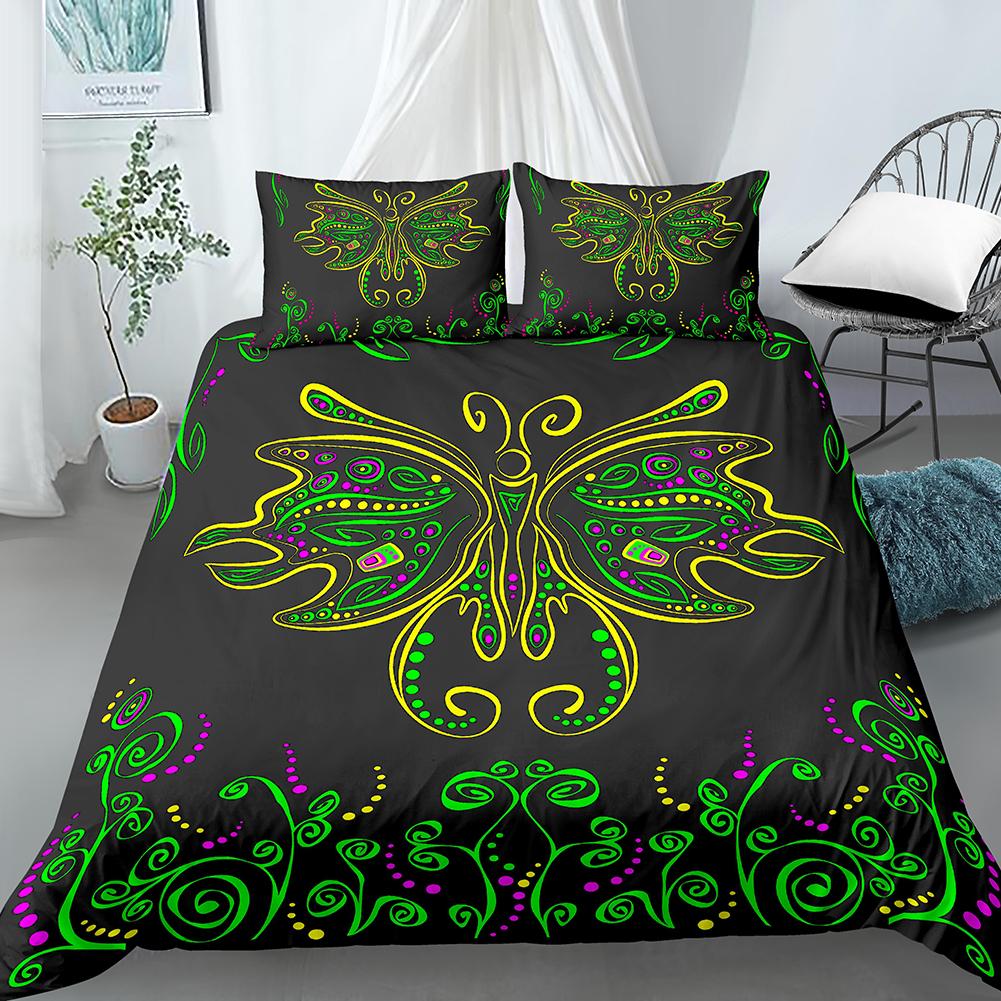 Motte Schmetterling Mond Bettbezug Set Wahrsagerei Stil Bettdeckenbezug mit Kissenbezug King Queen Größe für Teenager Erwachsene Bettwäsche Set