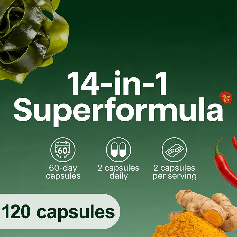 Integratore per la tiroide con iodio e zinco per supportare la salute immunitaria, 120 capsule.