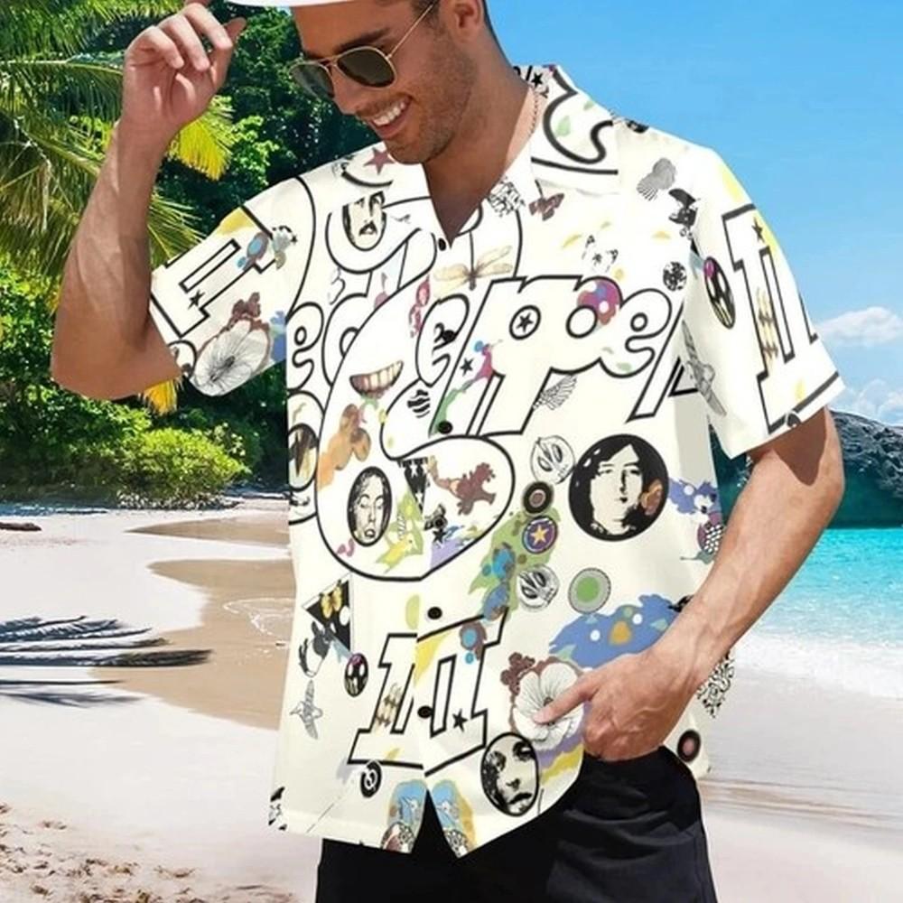 Rock Music Hawaiian Button Shirt. led zeppelin 3 Unisex T-Shirt XXXL