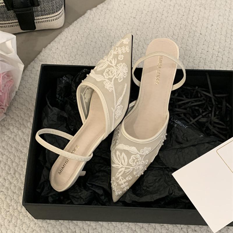 

Мода Танцуем Шелк Блестки Стразы Украшение Высокие Каблуки Мюли Одиночные Туфли Острый Носок Тонкий Каблук Шлепанцы Платье Банкет Женские 39 чёрный