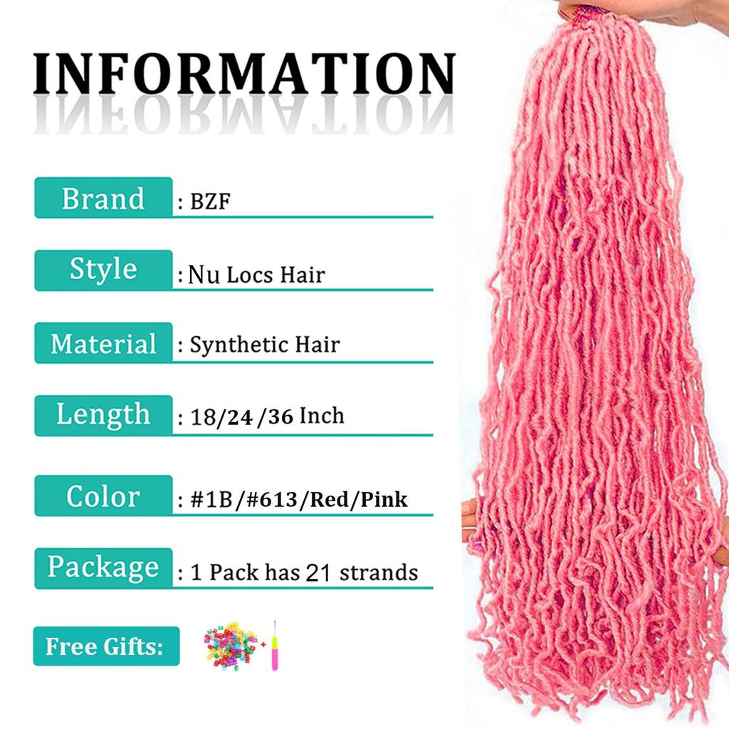 36Inch Pink Soft New Faux Locs Crochet Hair Braids For Women Synthetic Blonde Goddess Nu Locs Braiding Hair Extensions PreLooped