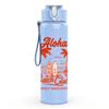 1PC Aloha Palm Beach Retro Text 750ml Color Plastic Sports Water Bottle Leakproof Flip Straw Lid Suitable for Sports Office Home Use