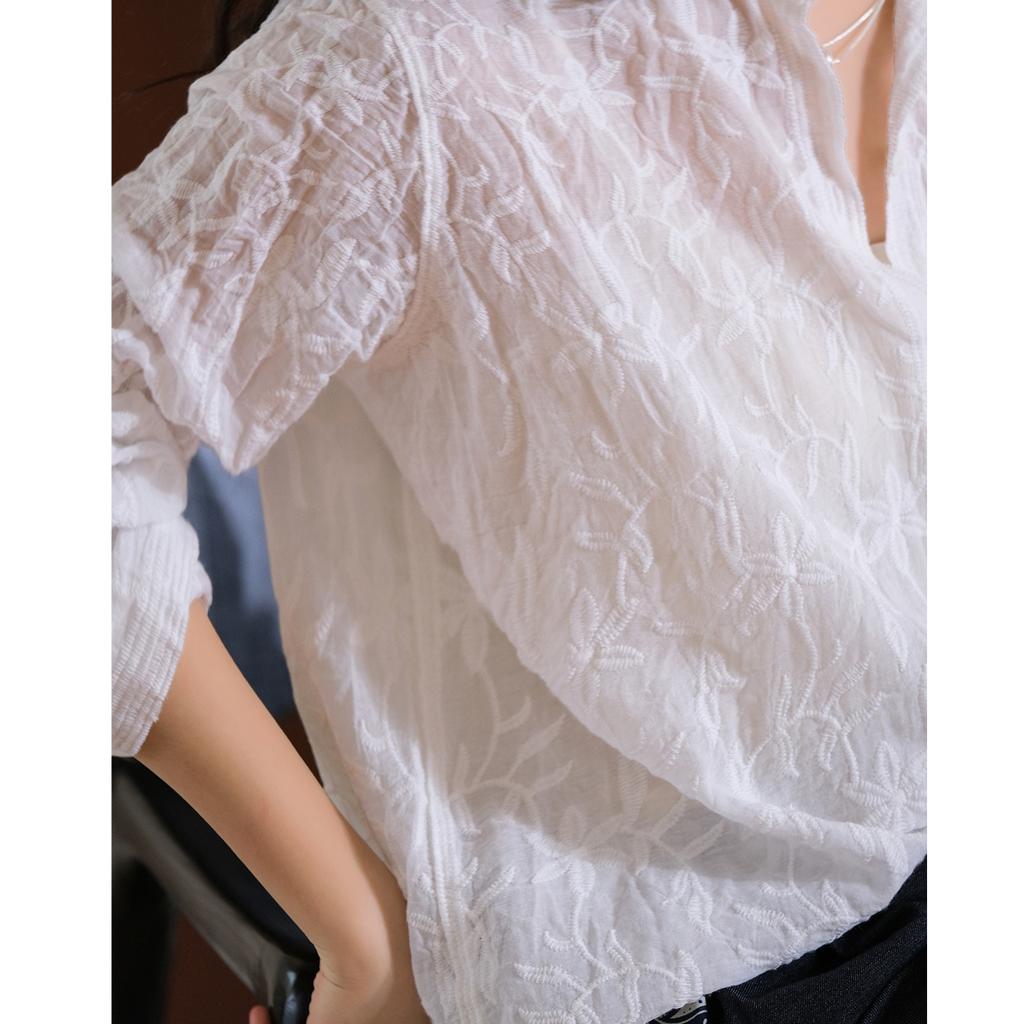Dimanaf 2024 New Summer Shirt Women Lace Blouse Short Sleeve Basic Fashion Tops Tees Casual Loose White Tees