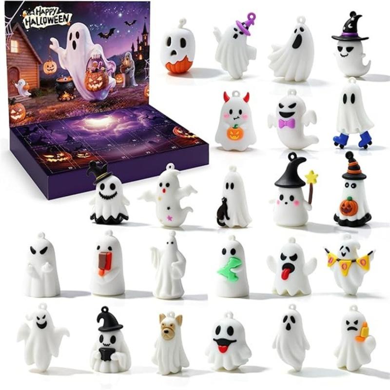 Calendario dell'Avvento di Halloween 2026 24 Giorni Conto alla Rovescia Set di 24 Mini Figure Spettrali Decorazione per Feste in Casa Regalo Sorpresa