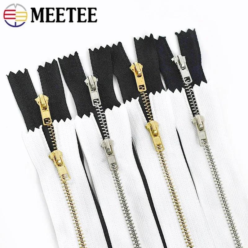 Meetee 10/20Pcs 3# Metal Zippers 10-30cm Close End Black White Zip for Bags Jeans Jacket Pocket Zips DIY Sewing Accessories