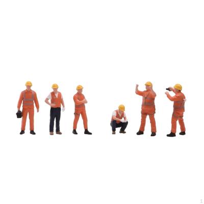6 Pieces Miniature Construction Worker Figures Realistic Diorama
