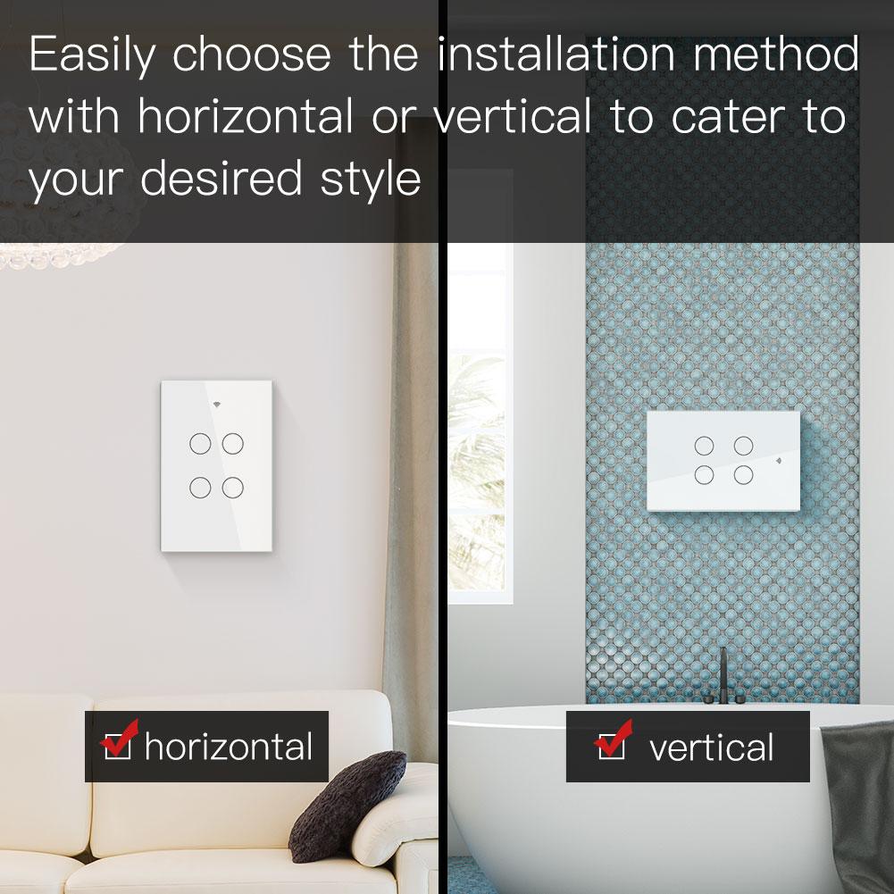 Upgraded 4 Gang Wi Fi Smart Touch Switch Easy Pairing Multi Control Association Backlight ON OFF APP Control Voice