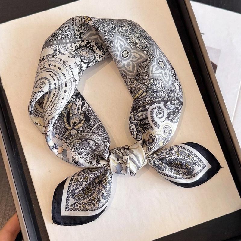 British style spring autumn winter men's and women's silk small square scarf plaid brown small silk scarf mulberry silk scarf
