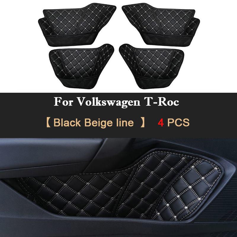 Für VW Volkswagen T-Roc 2017-2025 Auto Tür Seite Aufbewahrungsbox Vorne Hinten Seite Leder Türrille Matte Aufbewahrungs Organizer Zubehör