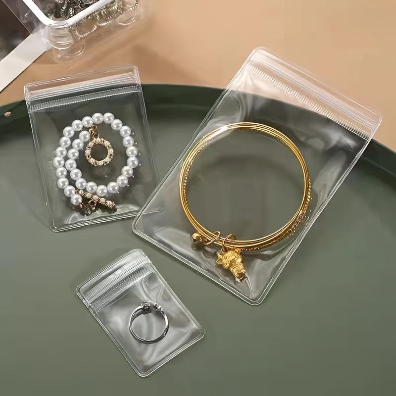Transparent Jewelry Pouches Clear PVC Jewelry Zip Bag Earring Necklace Dust Display Storage Bag Anti-Oxidation Travel Packaging