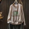 Womens Knit Sweater With Pumpkin Print Loose Fit Round Neck Long Sleeve Pullover In Cotton Blend
