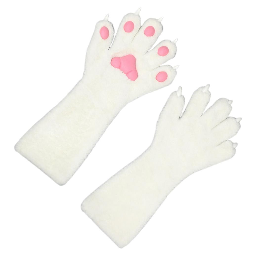 Cosplay Kostüm Pfotenhandschuhe für Damen Plüsch Tierpfoten Handschuhe Halloween Party Anime Requisiten Rollenspiel Handwärmer